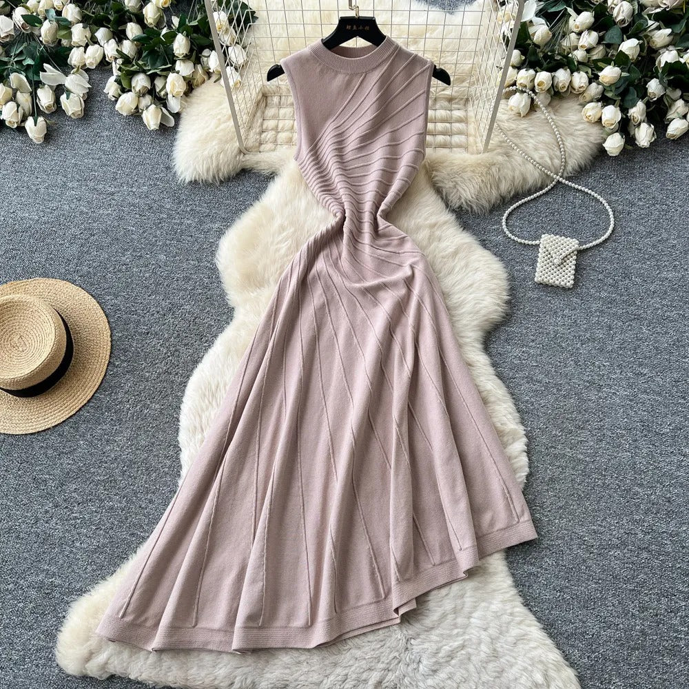 Waist folded A-line long skirt