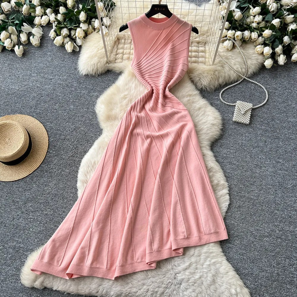 Waist folded A-line long skirt