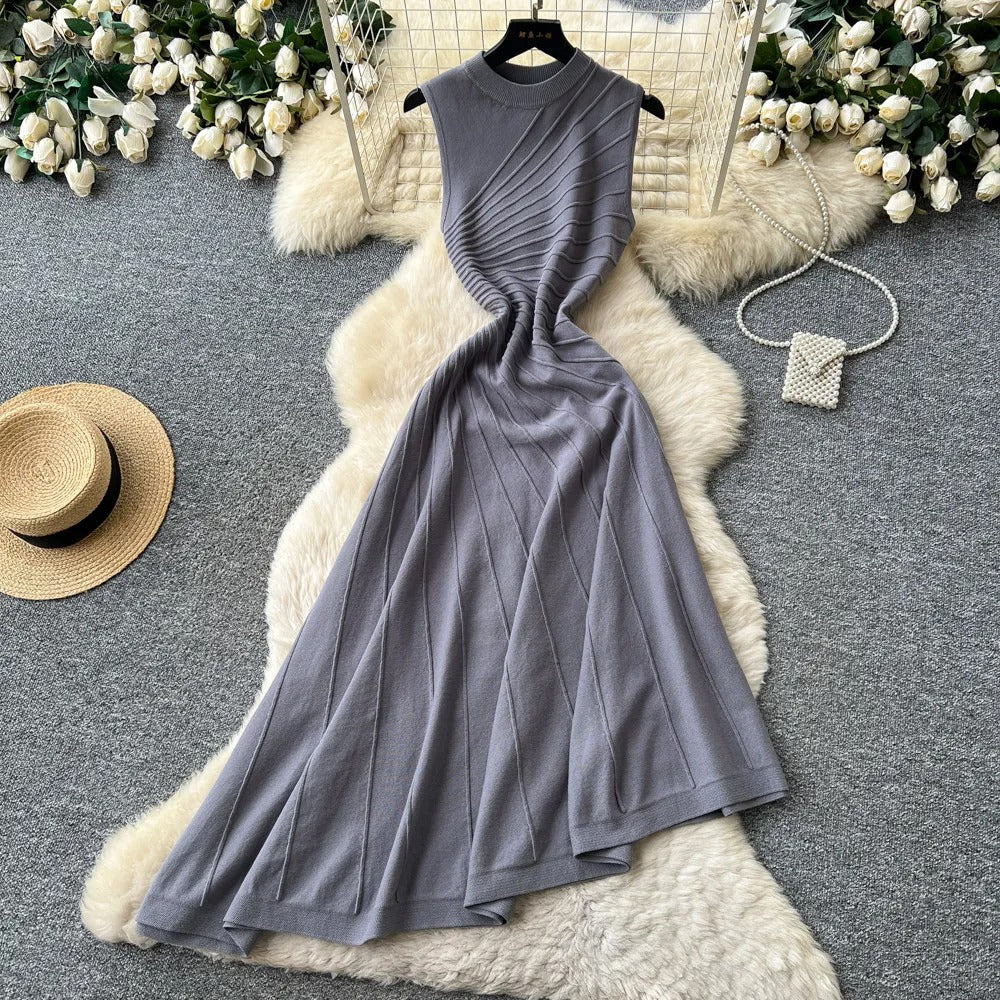 Waist folded A-line long skirt