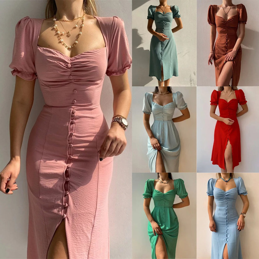 Bubble sleeve tight fitting dress