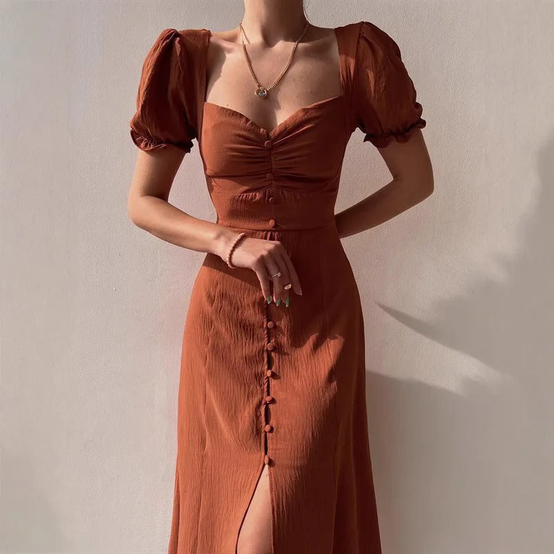 Bubble sleeve tight fitting dress