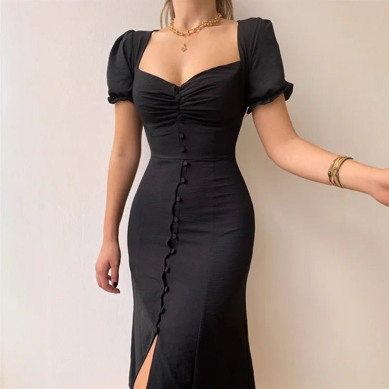 Bubble sleeve tight fitting dress
