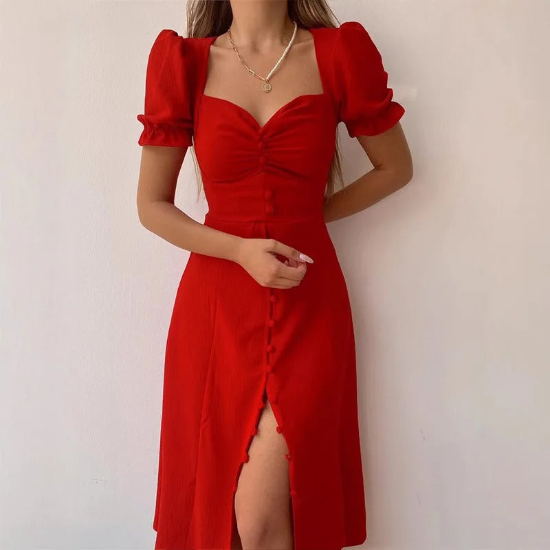 Bubble sleeve tight fitting dress