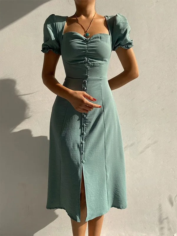Bubble sleeve tight fitting dress